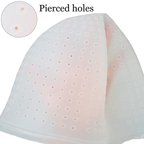 Punched Silicone Highlight Hair Cap with Needle Professional Reusable Highlighting Poked Hole Caps with Hooks for Color Hair Salon Hairdressing Dyeing Staining Tools for Women Men