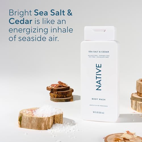 Native Clean Body Wash for Sensitive Skin, Sea Salt & Cedar, 18 fl oz