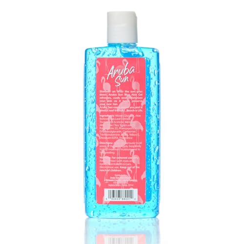 ARUBA SUN After Sun Cooling Aloe Vera Blue Gel, 8 oz, Infused with Vitamin E & Tea Tree Oil to Soothe, Calm & Hydrate your Sunburn