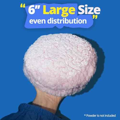 6" Large Powder Puff for Body Powder, Soft Body Dusting Powder Puff with Container, Washable, Quick Even Application, Pink