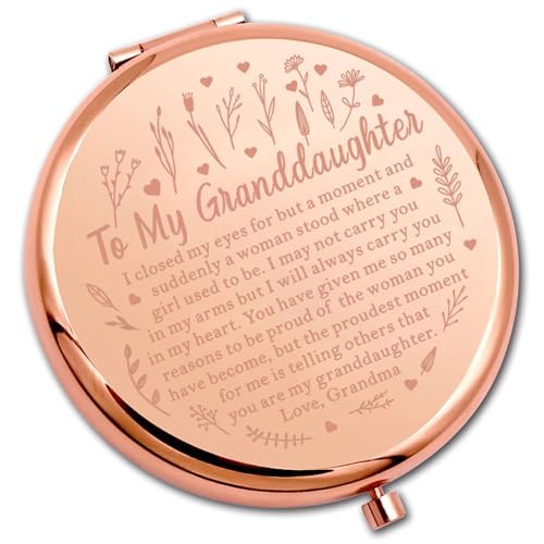 PLITI Granddaughter Gift Granddaughter Graduation Gift to My Granddaughter Compact Mirror Grandpa Grandma (Granddaughter Closed CMrg)