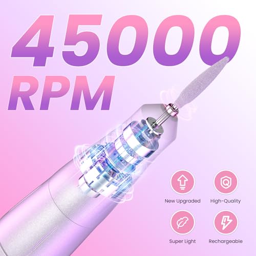 Maohaha Medium Cordless Electric Nail Drill Kit for Acrylic Gel Nails Manicure Pedicure