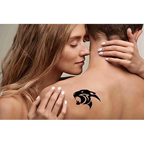 6 Sheets Temporary Tattoos Panther Tattoo Temporary Tattoo Neck Arm Chest for Women Men Adults