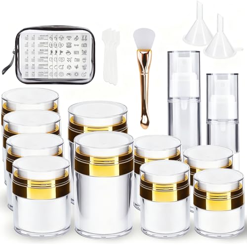 KOUWICH Airless Pump Jars Set - 20 Pack Travel Containers