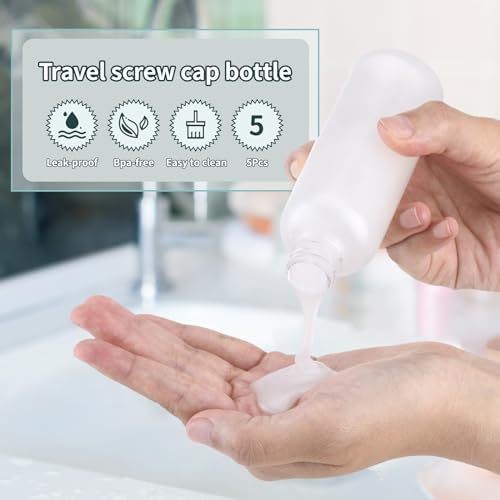 Tekson 3.4oz Travel Bottles - 5 Pack Leak-Proof TSA