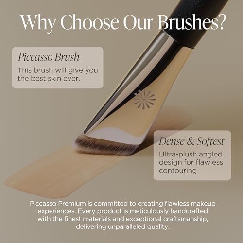 Piccasso FB33 Foundation Brush ? Tapping Cover Brush for Liquid & Cream Foundation, Fills Pores with Soft Bristles for Smooth and Flawless Face Makeup, Professional Korean Beauty Tool