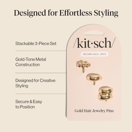 Kitsch Gold Metal Cloud Hair Pins - 3-Piece Stackable Hair Jewelry Set