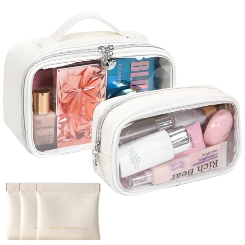 TSA Approved Clear Toiletry Bag Set - 2 Pack Makeup Organizers