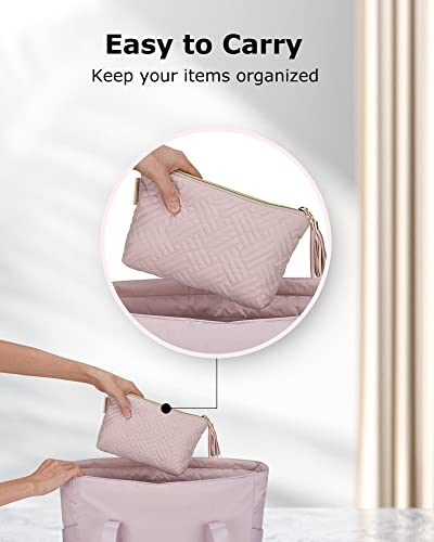 BAGSMART Small Makeup Bag with Tassel - 8.7" Slim Cosmetic Pouch