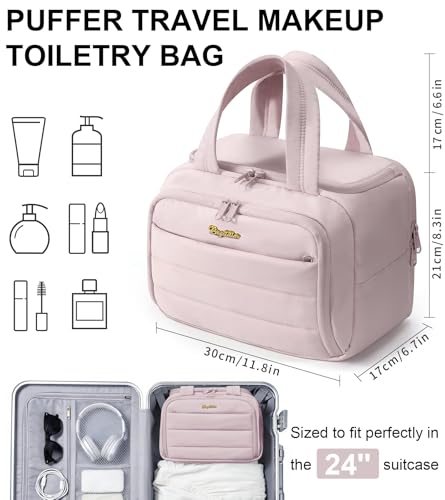 Bagstellar Large Travel Toiletry Bag for Women - Quilted Makeup Organizer