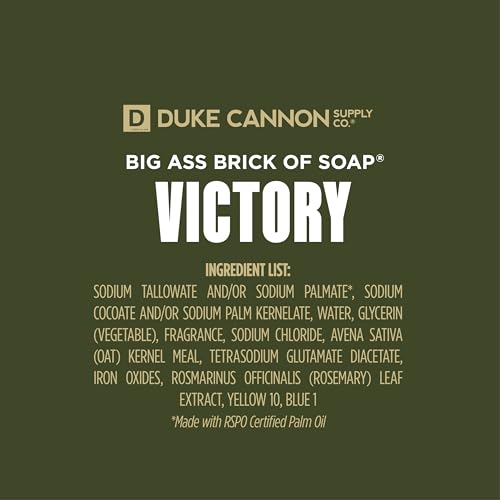 Duke Cannon Men's Body Soap, Big American Brick Of Soap, Smells Like Victory, Army Green, Clean, Fresh Scent, 10 Oz