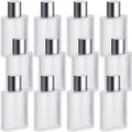 Tessco for you 12 Pcs 100ml / 3.4 Ounces Frosted Glass Bottle Perfume Atomizer Refillable Spray Empty Perfume Dispenser Fine Mist Atomizer Cosmetic Container for Travel Men Women(Silver Gray)