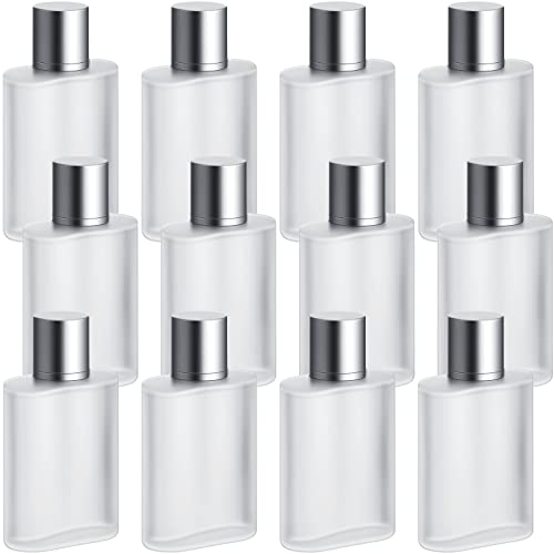 Tessco for you 12 Pcs 100ml / 3.4 Ounces Frosted Glass Bottle Perfume Atomizer Refillable Spray Empty Perfume Dispenser Fine Mist Atomizer Cosmetic Container for Travel Men Women(Silver Gray)
