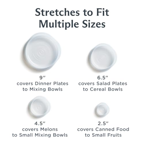 Stasher Reusable Silicone Stretch Lids 4-Pack - Variety of Sizes, Clear Food-Grade Wraps