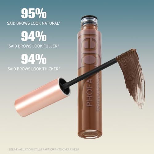PHOFAY Colored Eyebrow Gel 10ml / 0.34 fl oz ? Spiral Brush for Smooth Use, 2-in-1 Brow Styling Gel & Mascara, Soft Brown Tone, Smudge-Resistant & Long-Wearing (02#)