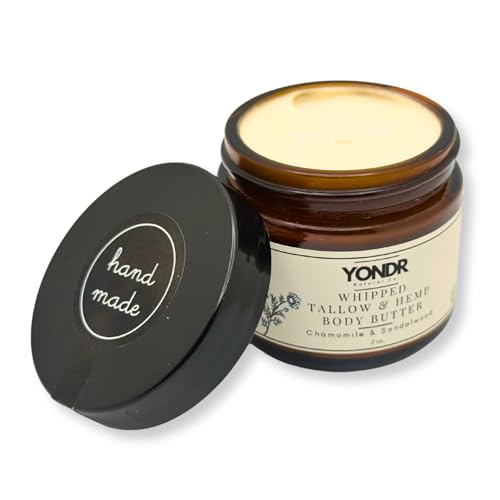 Tallow & Hemp Body Butter ? Whipped Grass?Fed Tallow + Hemp Seed Butter ? Calming Chamomile/Sandalwood/Lavender ? Deep Hydration for Dry & Sensitive Skin (2 oz)