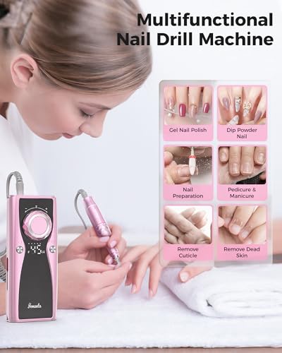 Electric Nail Drill Professional Kit: 45,000 RPM USB Rechargeable