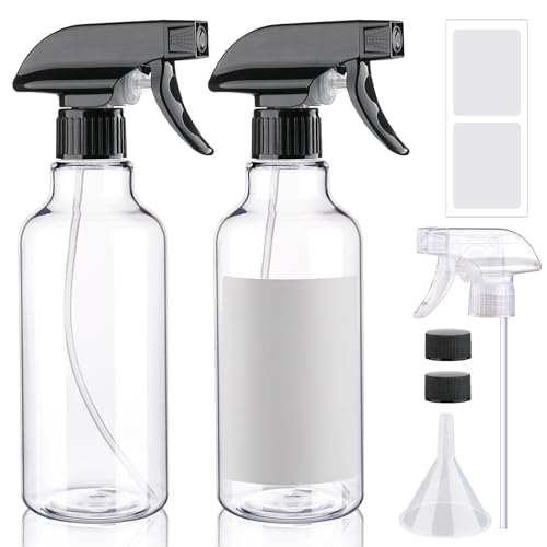 16.9oz Plastic Spray Bottles - 2 Pack Refillable Trigger Sprayers