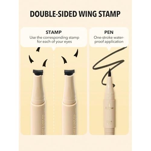 SHEGLAM Get Foxy Eye Stamp & Liner Pen 3 In 1 Waterproof Liquid Eyeliner Pencil Cat Eye Smudge-Proof Long-Lasting