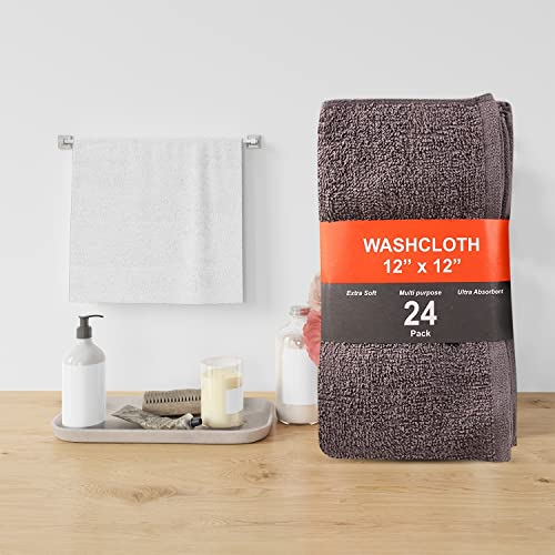 24 Pack Cotton Washcloths - Absorbent Bath Towels