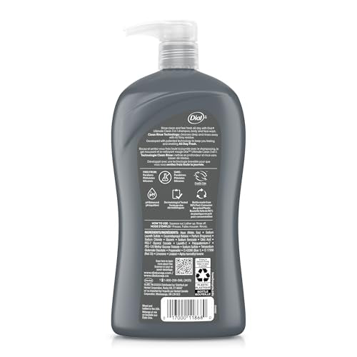 Dial Men 3-in-1 Body, Hair & Face Wash, 32 fl oz