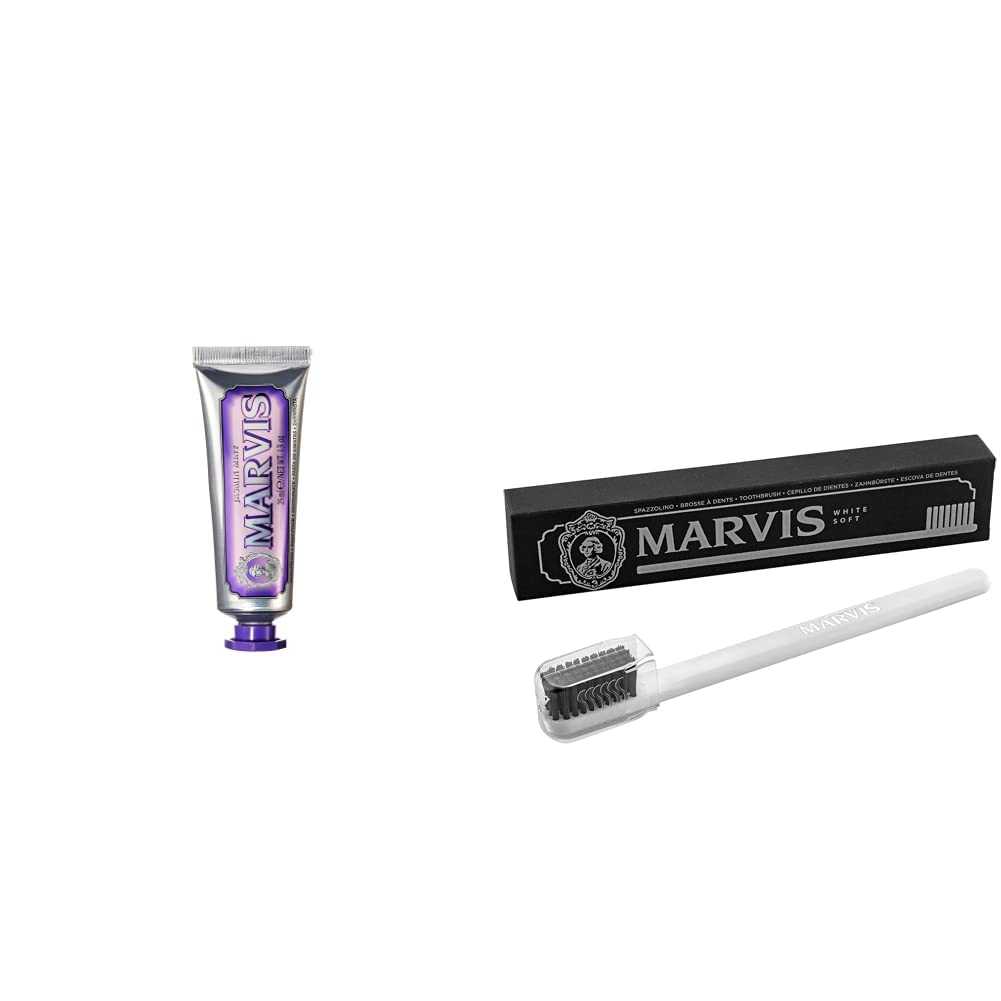 Marvis TSA Approved Jasmin Mint Toothpaste, 1.3 oz & Soft Toothbrush