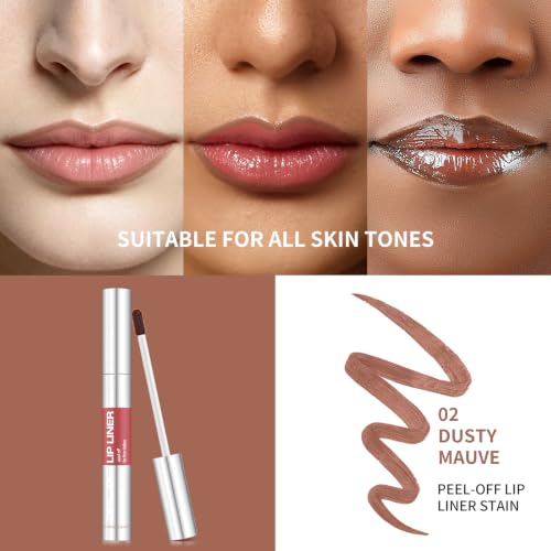 TENGLONG Dusty Mauve Peel Off Lip Liner & Lip Stain - Long Lasting Waterproof Lip Tattoo