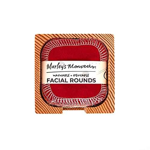 Marley's Monsters Facial Rounds + Holder - 20 Count Pack - Soft, Reusable Cotton Rounds and Wood Holder (Rainbow)