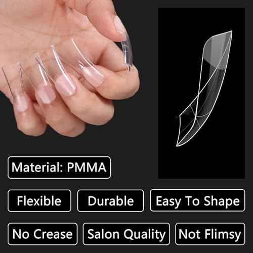 Laza 120pcs Medium Length Duck Nail Tips with Auxiliary Lines 12 Sizes Box-packed Clear Duck Nails Full Cover Wide Nail Tips French False Nail Tips for Acrylic Nails Extension Tips