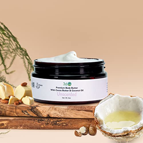 360Feel Unsented Body Butter - Fragrance-Free Bliss: Nourishes Sensitive Skin with Cocoa & Shea Butter. Plant-Based Daily Hydration.