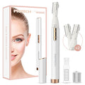 Electric Eyebrow Trimmer - Facial Hair Remover for Eyebrows, Face, Chin, Neck & Upper Lip - Painless Precision Shaver with Comb & Replaceable Blades - Battery Powered & Portable for Peach Fuzz & Body