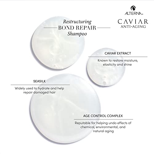 Alterna CAVIAR Anti-Aging Restructuring Bond Repair Shampoo | For Brittle, Damaged and Split Ends | Repairs, Strengthens & Protects Damaged Hair | Sulfate Free