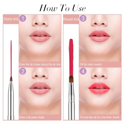 Double-Ended Retractable Lip Brush Set for Lipstick & Gloss - Silver & Green