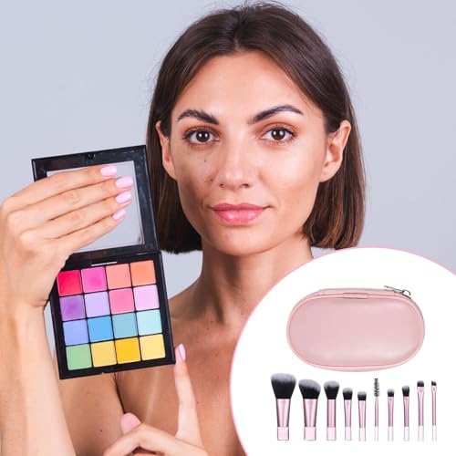10-Piece Mini Makeup Brush Set with Pouch Pink
