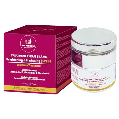 FACE CREAM BIL?MA Brightening & Hydrating Treatment Cream ? Melasma & Dark Spot Corrector with Azelaic Acid, Niacinamide & Glutathione ? SPF 30 ? 50 ml / 1.67 fl oz