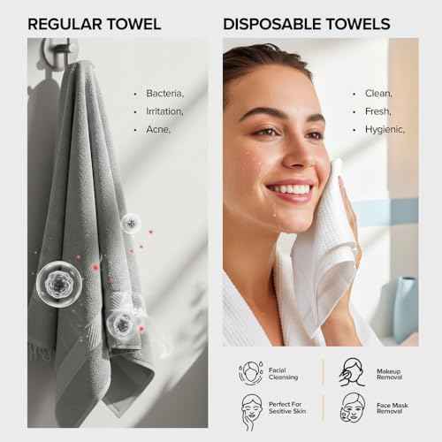 Face Towels - Ultra Soft and Thick Disposable Face Towelettes for Women - Biodegradable Facial Towels for Sensitive Skin - Face Cleansing, Makeup Removal, 10x12 Extra Large - 50 Pack