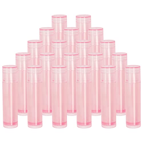 Mini Skater 20Pcs 3/16 Oz (5.5ml) Translucent Lipstick Cosmetic Empty Lip Gloss Lipstick Balm Tube With Caps Container Bottle For Lady Women Makeup Tool (Pink)