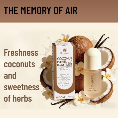 Coconut Vanilla Body Spray for Women | Paraben-Free, 3.38 fl oz