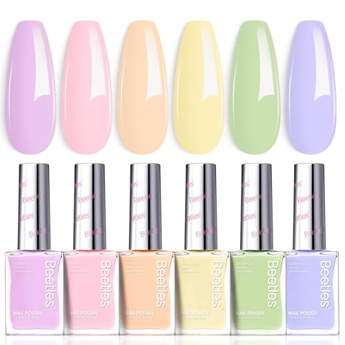 Beetles Pastel Gel Nail Polish Set - 6 Colors Long Lasting High Gloss