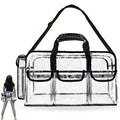 20" Large Clear Tote Makeup Kit Bag for Travel, Clear Duffle Toiletry Cosmetic Bag Professional Organizer Bags for Make up Set Artist Work Beach Gym