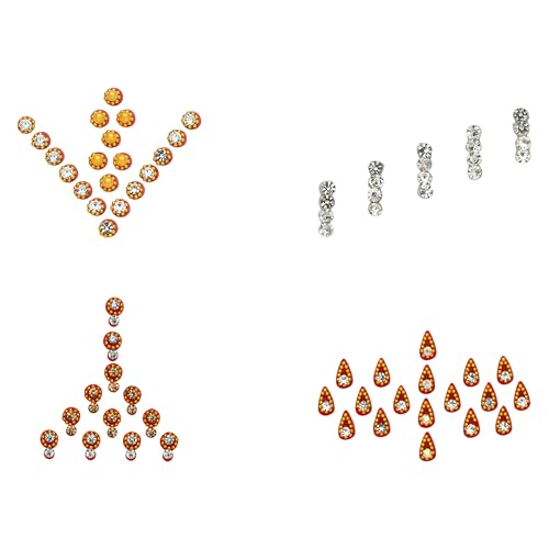 Crystal Bindi Pack of 8 - Self-Adhesive Forehead Jewels