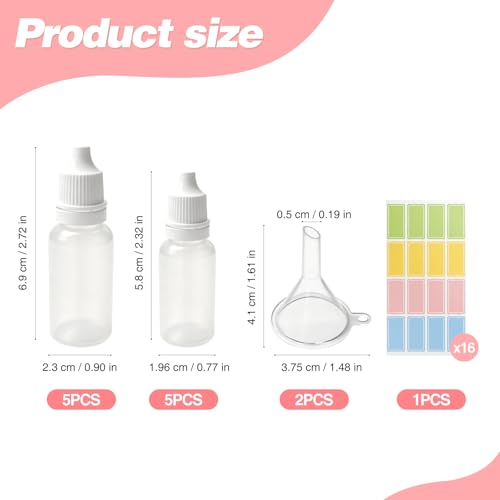 10PCS Plastic Dropper Bottles Set with Funnels - 10ml & 15ml Travel Squeeze Bottles for Essential Oils & DIY Projects
