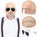 Mepase Bald Cap Wig with Glasses for Cosplay & Costume