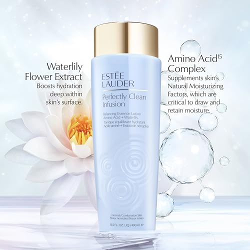 Est?e Lauder Perfectly Clean Infusion Balancing Skin Essence Face Lotion Toner with Amino Acid + Waterlily, 13.5 Fl Oz