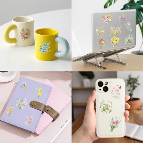 76 Wildflower Temporary Tattoos – 10 Sheets Floral Stickers