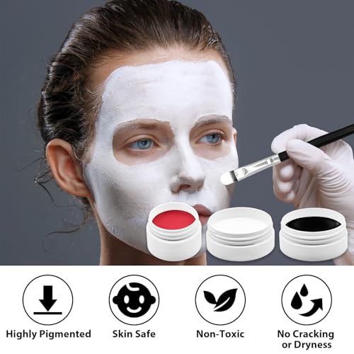 3-Piece Face & Body Paint Set - Red, Black, White SFX Makeup