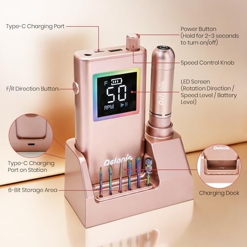 Delanie 50000 RPM Electric Nail Drill with Charging Dock