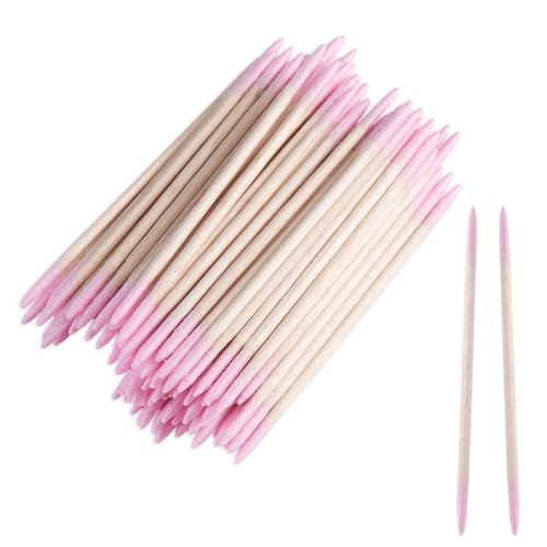 Pink Double-Head Pointed Cotton Swabs - Precision Nail & Makeup Cleaning, 200pcs