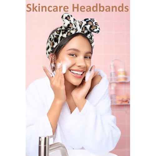 Huachi Spa Headband for Women Washing Face Girls Skincare Headbands Makeup Cheetah Print Leopard Face Wash Head Band Animal Print Christmas Gifts for Teen Girls