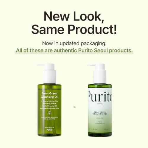PURITO From Green Cleansing Oil, Fragrance-Free Makeup Remover for Face & Eyes, Gentle Vegan Oil Cleanser for Sunscreen & Waterproof Makeup, Cruelty-Free Korean Skin Care, 6.76 fl.oz / 200ml